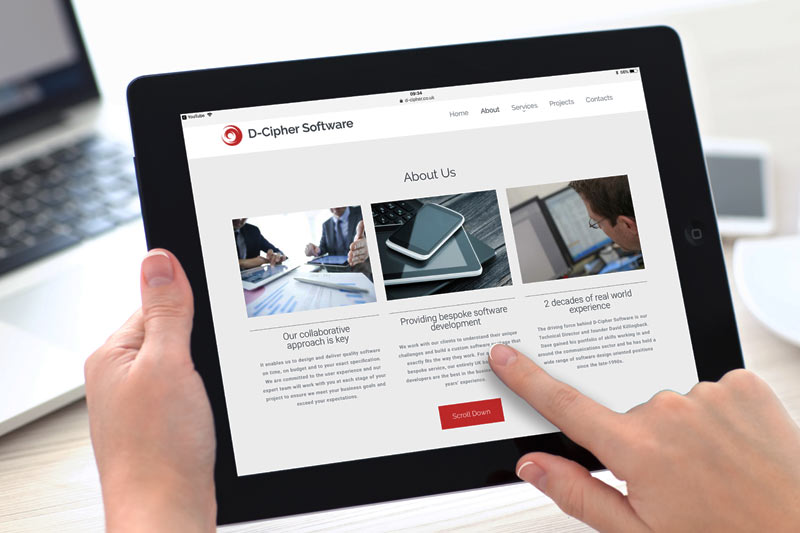 D-Cipher sotware responsive website via ipad