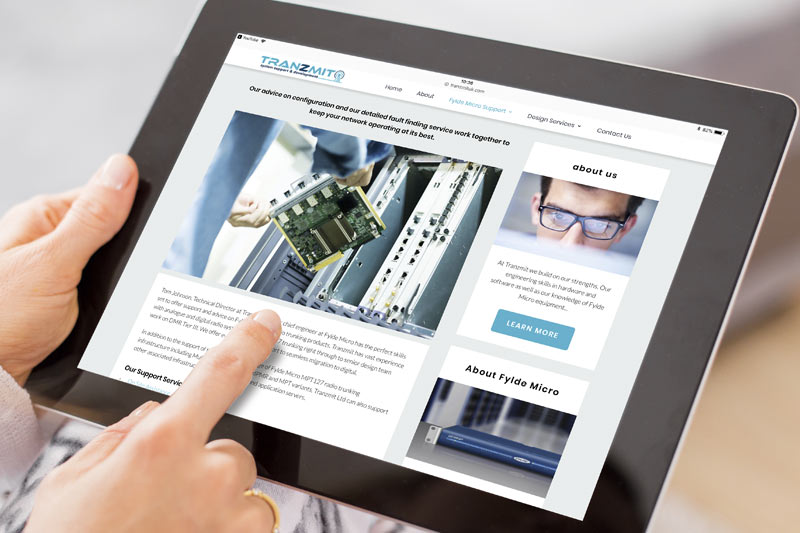 Tranzmit website on a tablet device